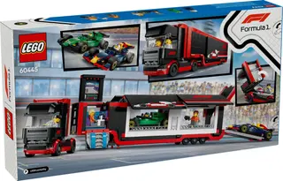 F1-Truck mit RB20- und AMR24-F1-Autos