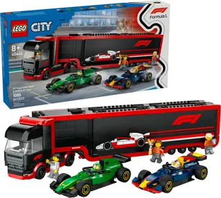 F1-Truck mit RB20- und AMR24-F1-Autos