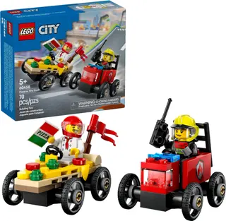 Pack de voitures de course Pizza contre Camion de pompiers