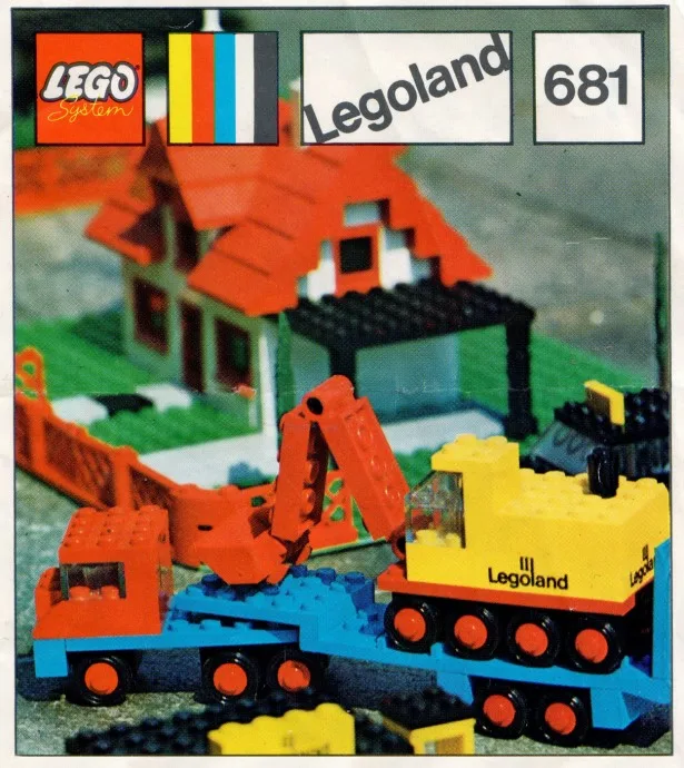 Low loader with 4 wheel excavator