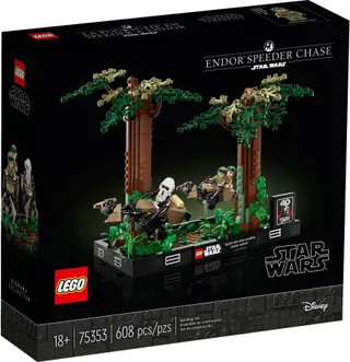 Diorama van een speederachtervolging op Endor