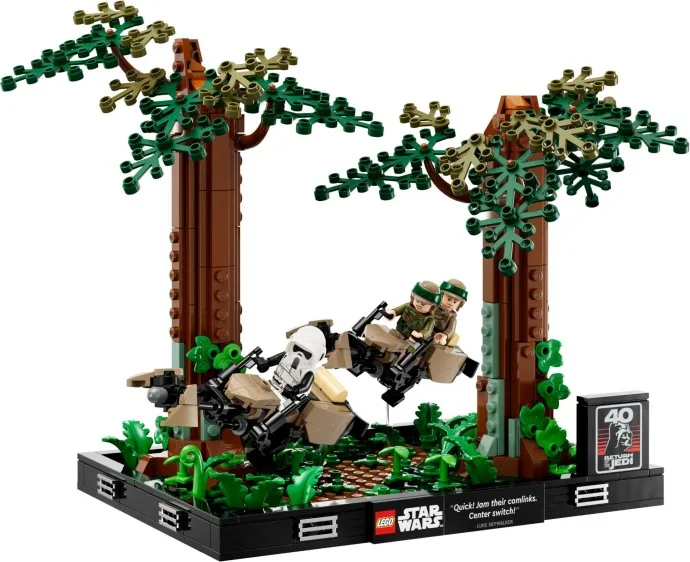 Diorama van een speederachtervolging op Endor