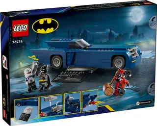 Batman met de Batmobile tegen Harley Quinn en Mr. Freeze