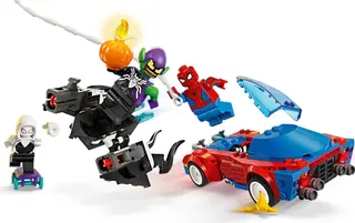 Voiture de course Spider-Man et Venom Green Goblin