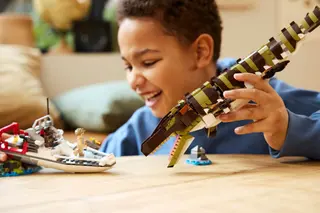 Brick-Built Mosasaurus Boat Mission