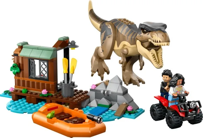 Évasion de la rivière par un T. rex