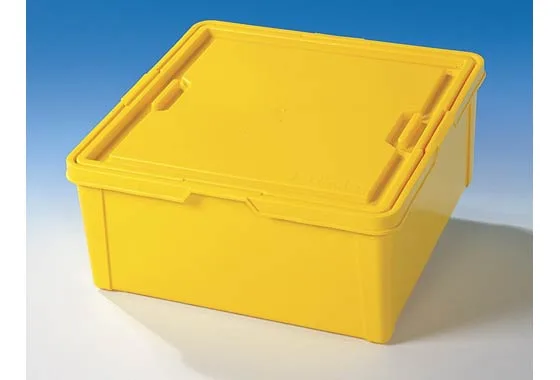 Gelbe Aufbewahrungsbox mit Deckel